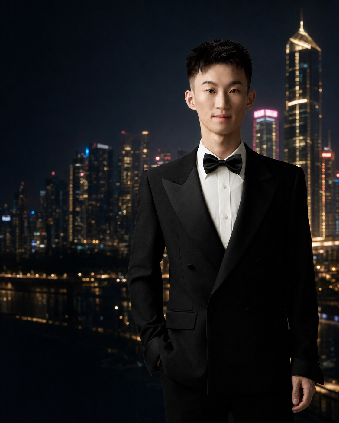 JD in a modern city at night